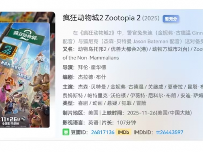 电影：疯狂动物城2 (2025) 高清版 [ 附第一部 ] [ 2025年11月26日上映 ]